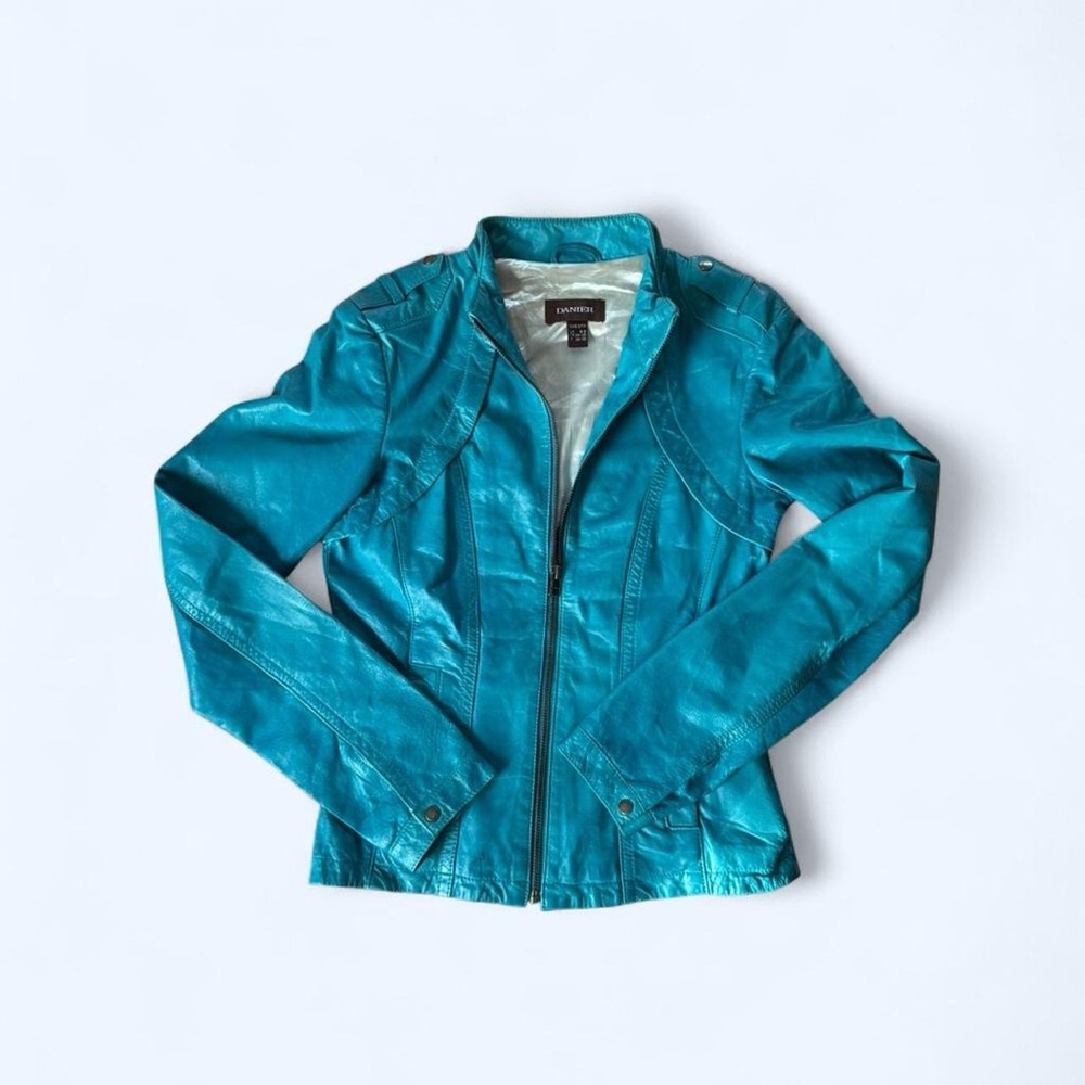 Danier Women’s Y2K Teal Leather Jacket